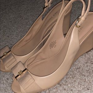 Audrey Brooke Adorable Nude Wedges with Bow